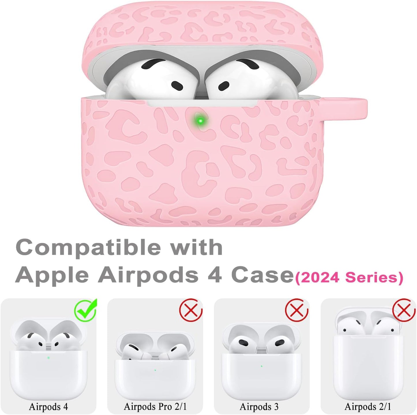 Gawnock 4th 4 Engraved Leopard Case Compatible with AirPods Generation Carving Cover with Keychain, Skin Soft Cover