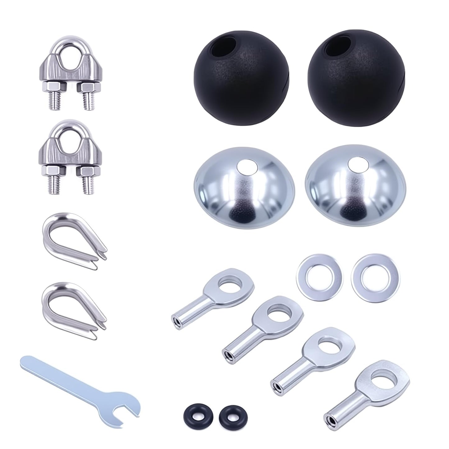 Gym Machine Cable Accessories Set, 5mm/6mm Cable Ball Stopper with Interface Port, Wire Rope Joint & Replacement Parts for Home Fitness Equipment