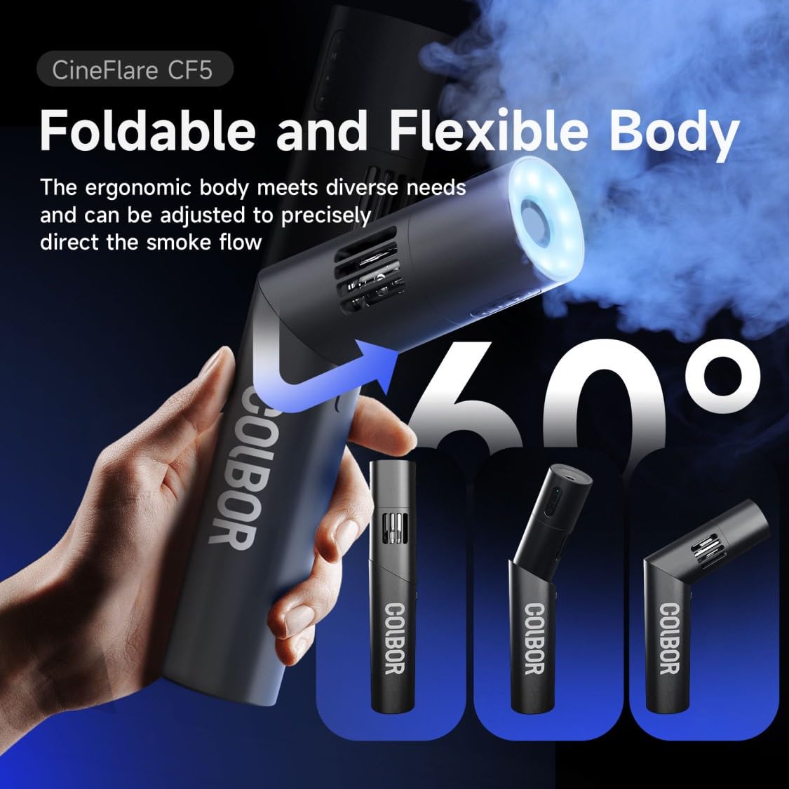 COLBOR CF5 Fog Machine Portable Smoke Machine with Magnetic RGB Light, Remote Control,40W Mini Handheld Fog Machine for Film,Photography