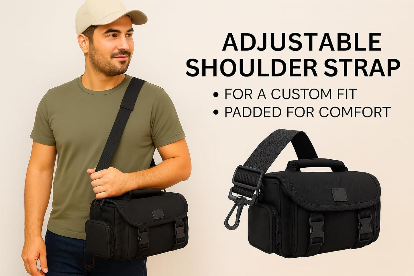 eCostConnection Extra Large Camera Bag Fully Padded Gadget Case with Dual Buckles for Sony,Nikon, Canon, Olympus