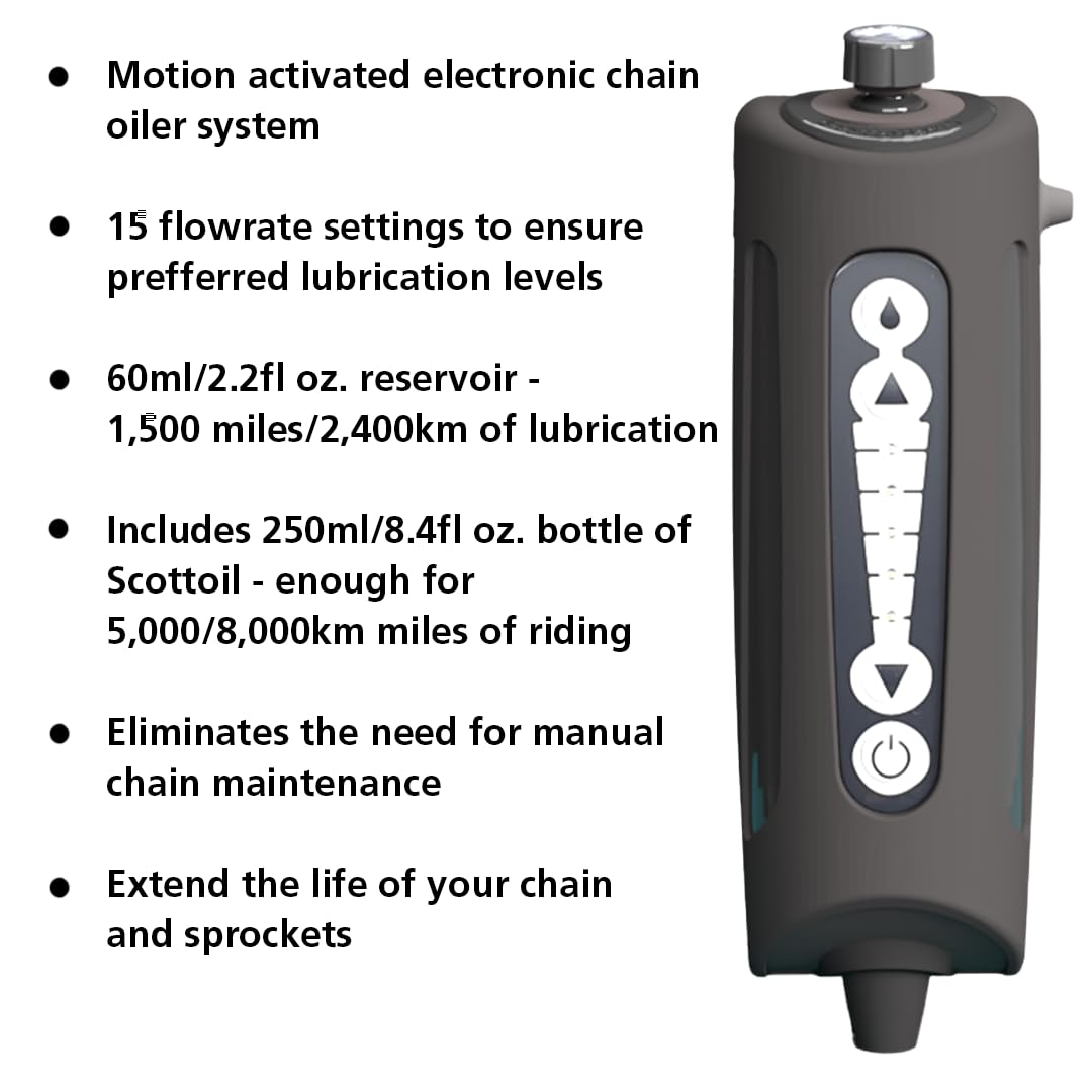 Scottoiler xSystem 3.0+ Electronic Automatic Motorcycle Chain Lubrication System with Bluetooth App Control, Biodegradable Green Scottoil & Traveller Expansion Bag Extra Range Bundle