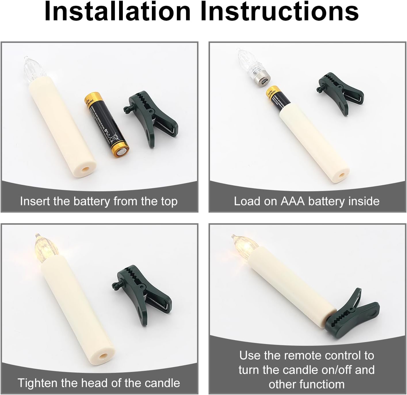 Skiennix Flameless LED Taper Candles - Battery Operated with Remote Timer | 10 PCS for Holiday Decor