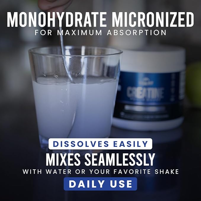 Micronized Creatine Monohydrate Powder, Vegan Creatine Powder Unflavoured, Supplements for Men, Pure Workout Essentials for Women, NSF Certified (300g) (5g Per Serv) (60 Servings)