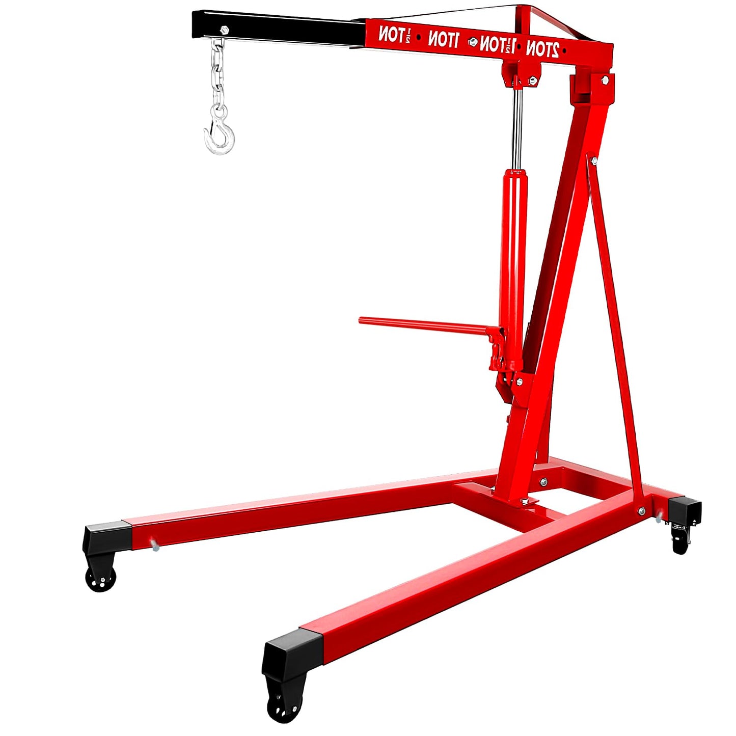 BLUEIAN 5000 LBS Engine Hoist, Heavy Duty Alloy Steel Hydraulic Cherry Picker Engine Hoist with 8 Ton Hydraulic Ram Jack 4 Steel Casters, Ease of Assembly Engine Lift for Workshop Warehouse Garage