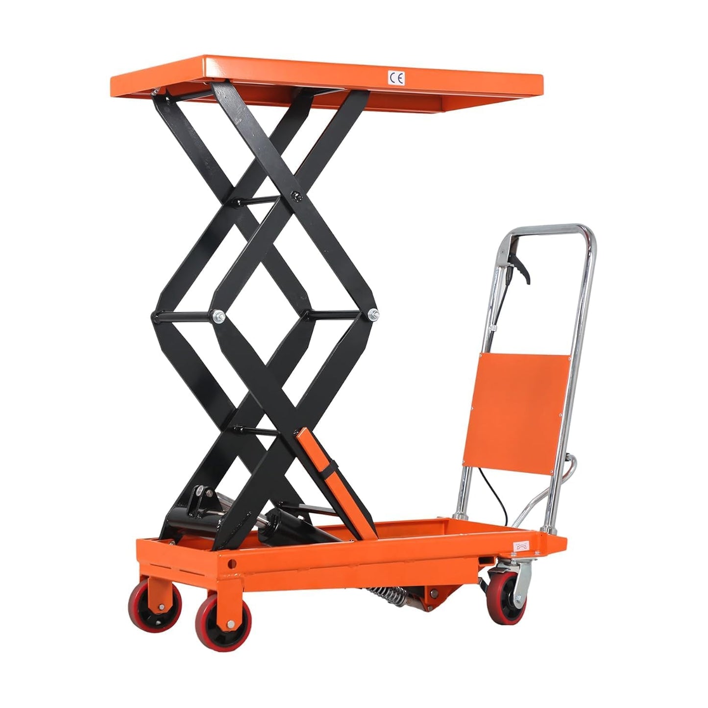 Tory Carrier Hydraulic Scissor Manual Scissor Lift Table 770LBS Capacity, Cart Lift Table Cart 51.2" Lifting Height, Elevating Hydraulic Cart for Material Handling