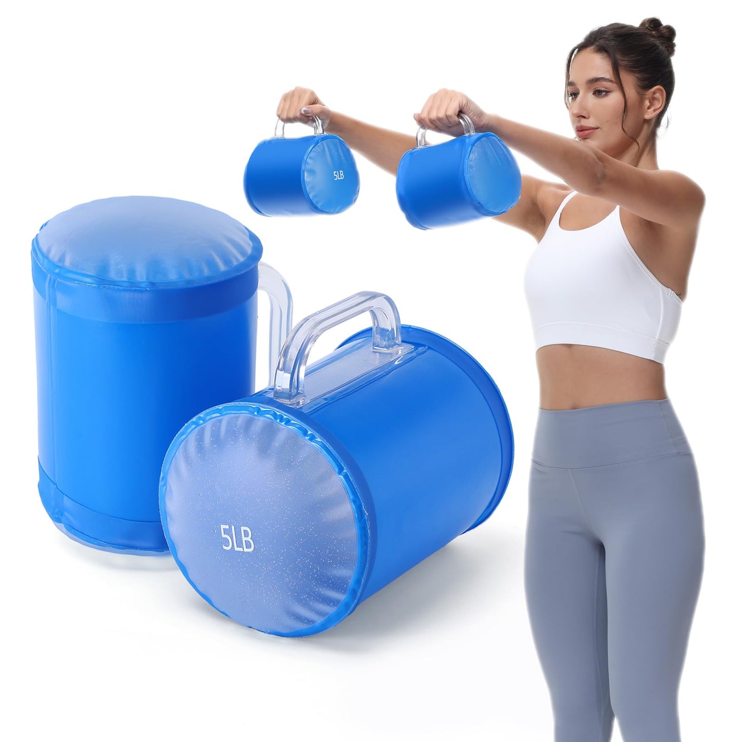 DEIRIS Water Dumbbells, Water Filled Training Dumbbells, Travel Weights Set, Adjustable Weights to 10 Lbs/Pair, Portable Gym for Strength Training, Fitness and Shaping