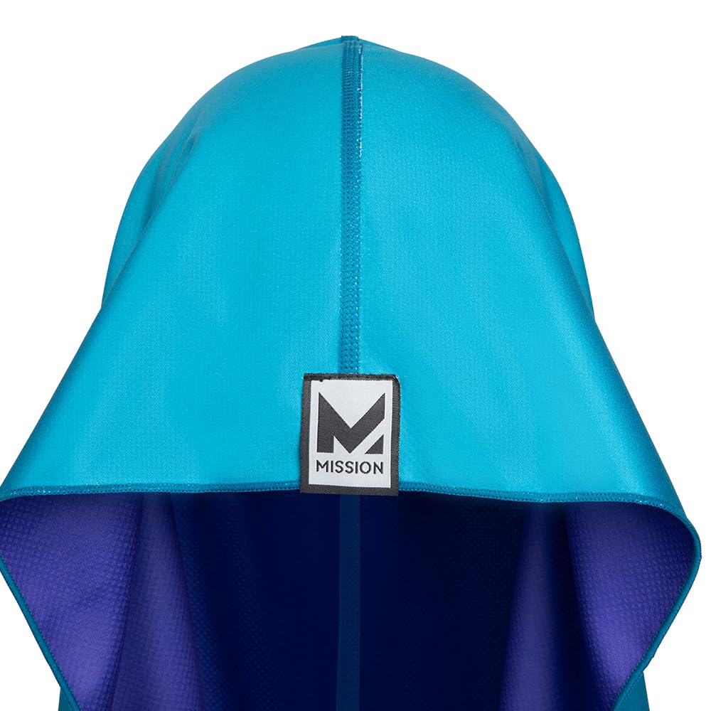 MISSION Reversible Cooling Hoodie Towel- Hood Towel, Cools Instantly When Wet, UPF 50 Sun Protection, Contours Your Head to Stay in Place, Great for Sports, Fitness, Gym (Teal Purple)