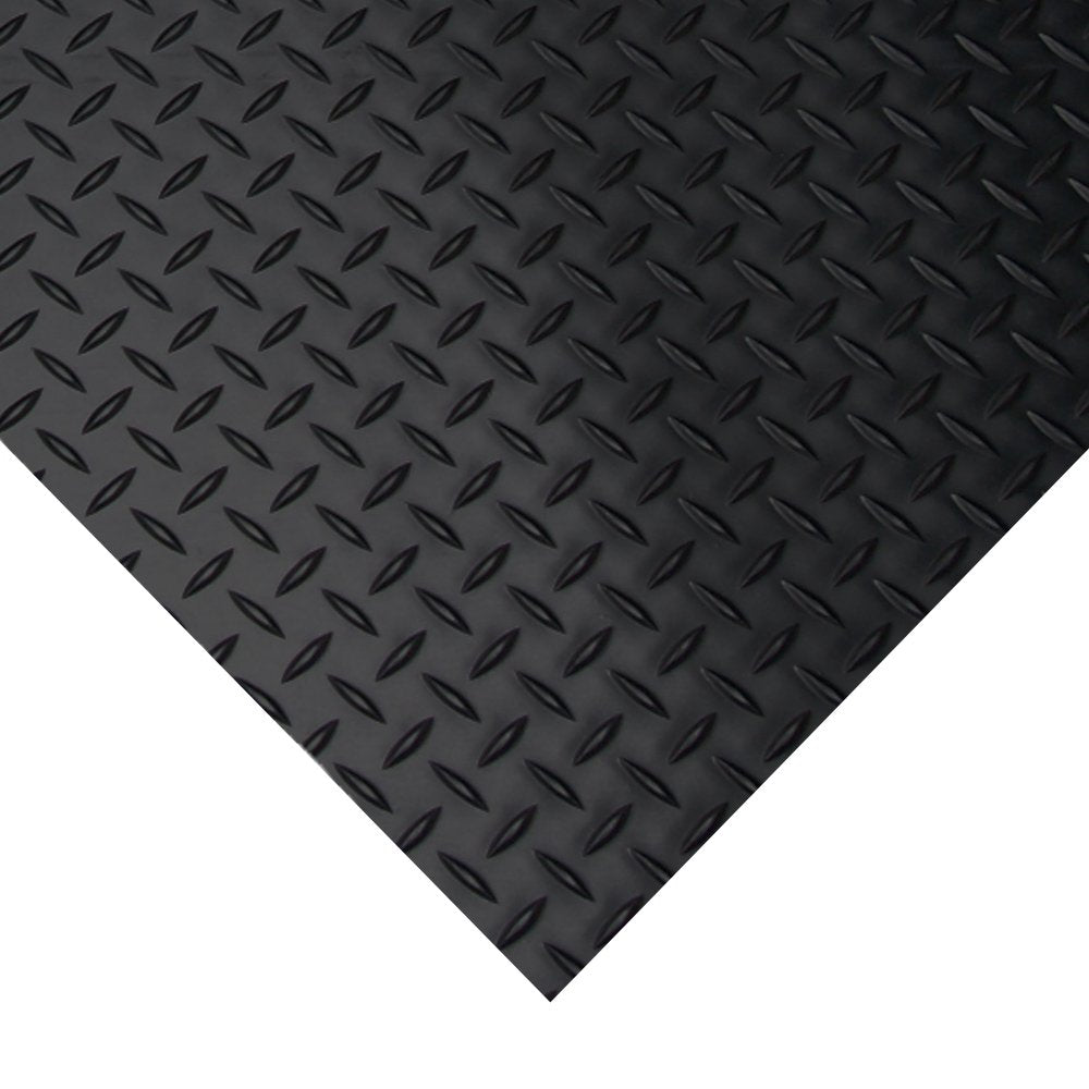 Rubber-Cal Diamond-Plate Rubber Flooring Roll - 3 mm x 4 ft x 2 ft Roll - Black