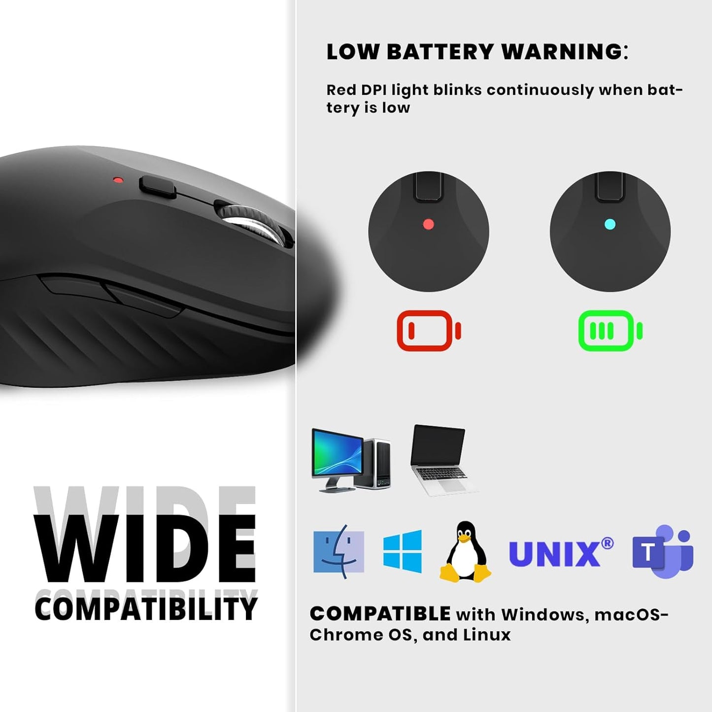 MKETech Electronics 2.4G 6 3 410) Wireless Computer Mouse - Full-Size USB Receiver Mouse, Buttons with Back/Forward