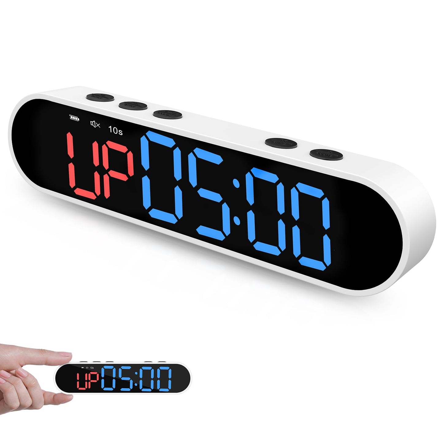 Dienmern Portable Gym Timer Clock with Strong Magnet - Workout Interval Timer with Countdown/UP/Stopwatch, 50Hours Powerful Battery Gym Clocks for Home Gym/Garage/Boxing/Fitness