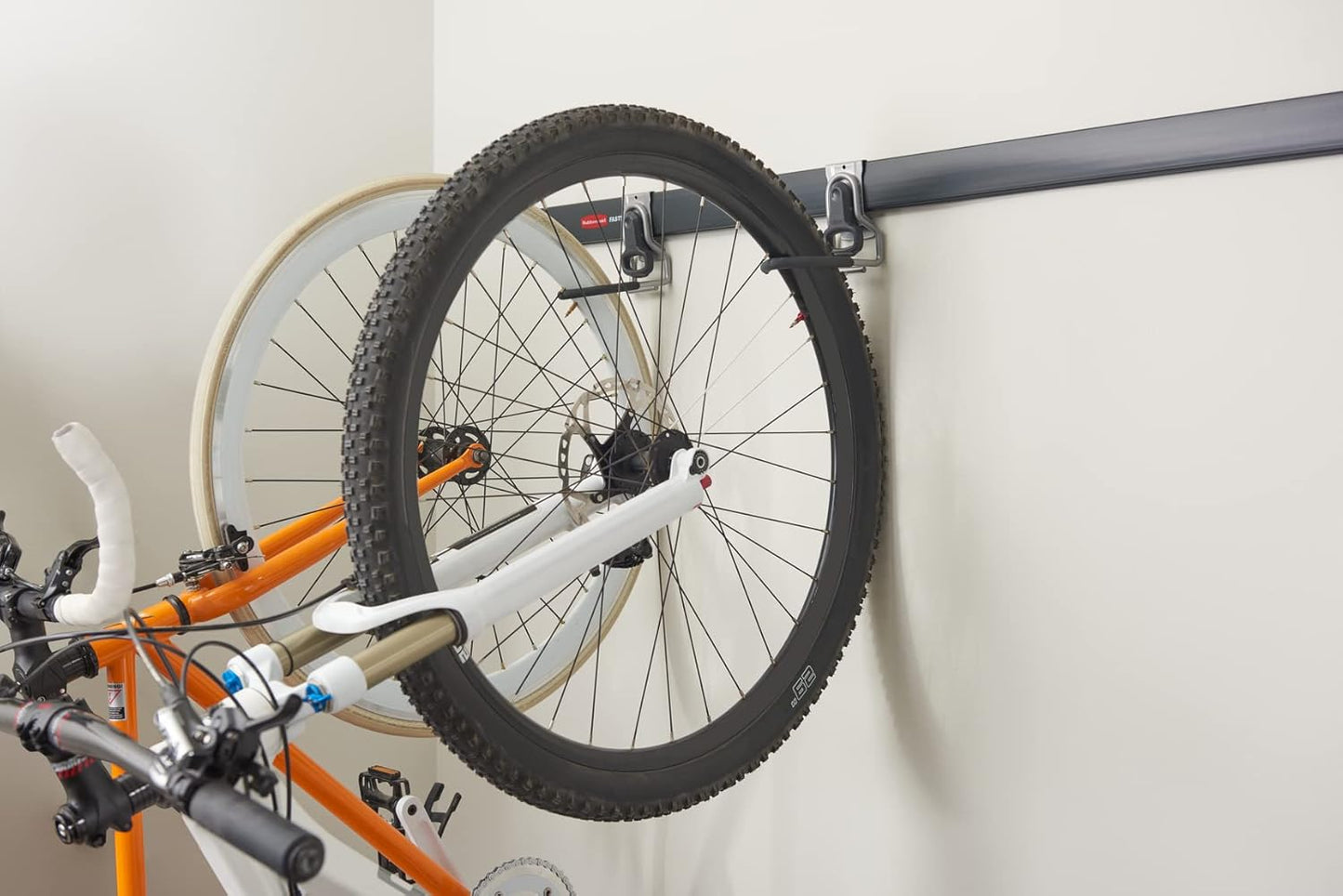 Rubbermaid FastTrack Vertical Bike Hook - Heavy-Duty Wall Mount Storage, Holds Up to 50 Pounds, Black