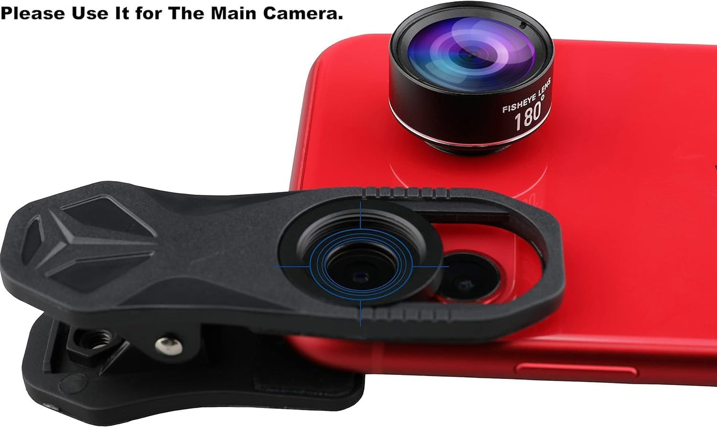 ALILUSSO 180 fisheye Lens for iPhone Samsung Google Android Smartphone,with Clip,Cell Phone Lens,anamorphic Lens,Funny