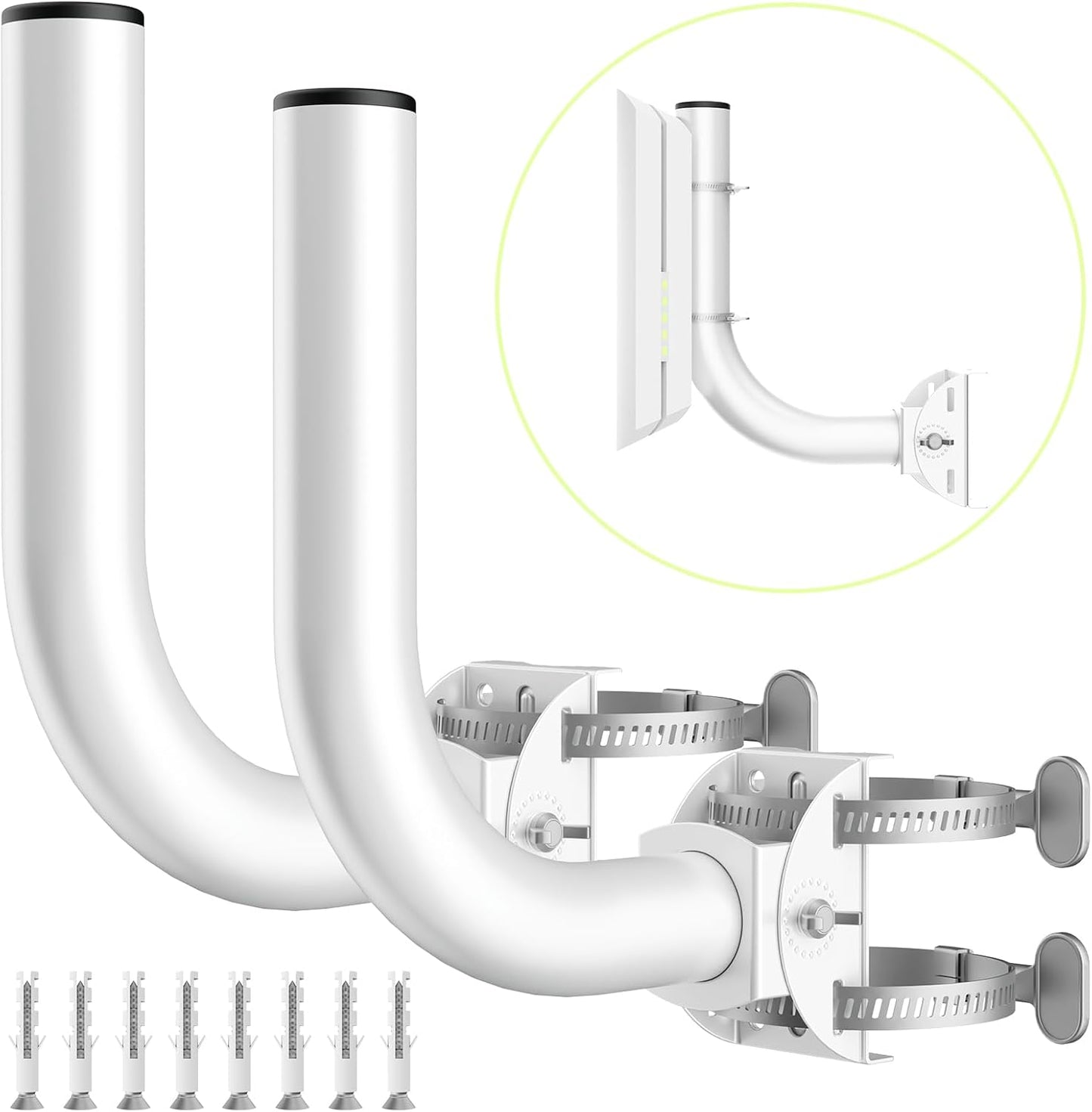 KORYCE 2-Pack 180 Universal Wireless Bridge Bracket Mount, J Pole Mounts, Adjustable Wall-Mounted Mount for Outside