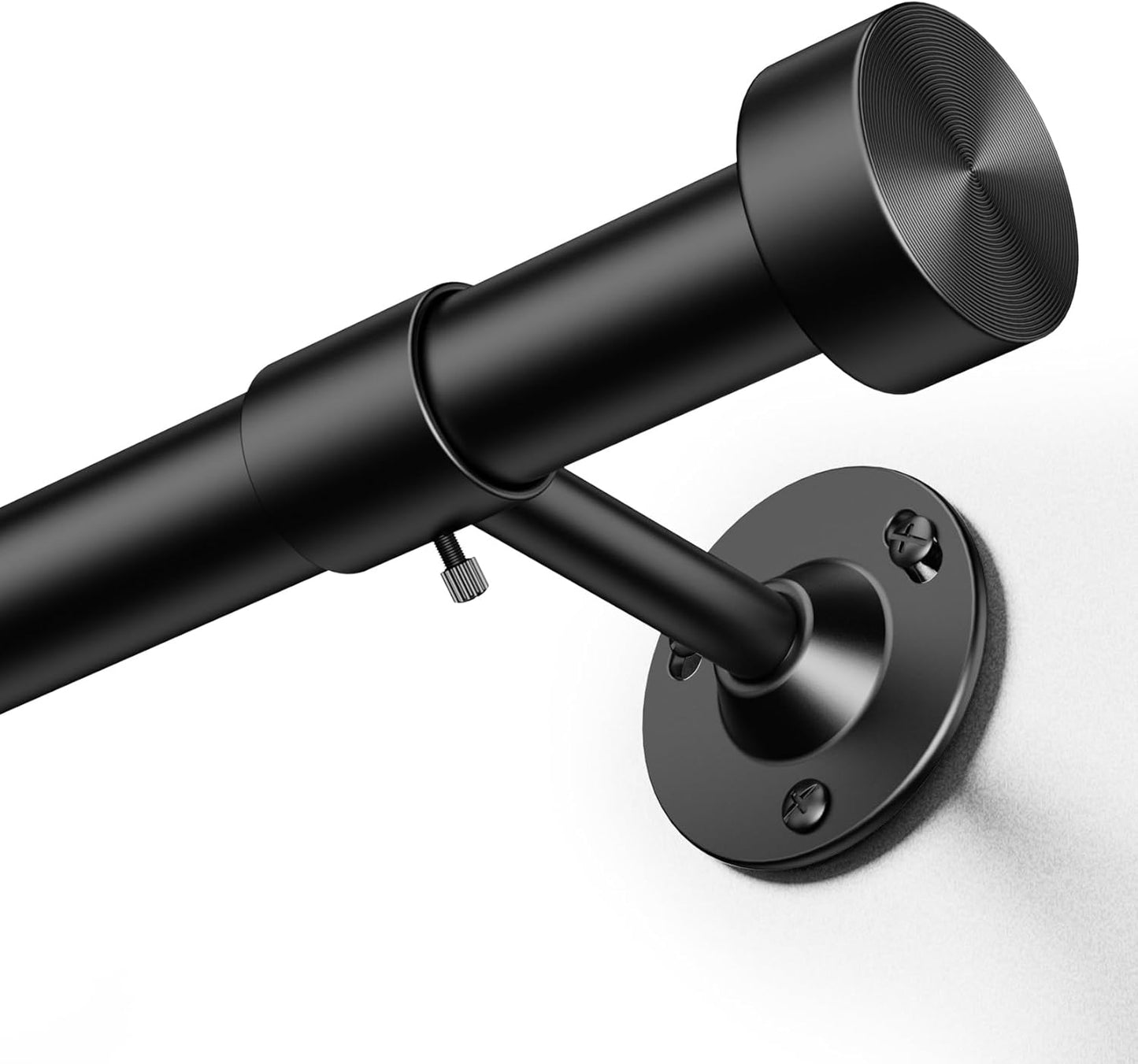 YaFex Heavy Duty Curtain Rod - Adjustable 32-60 Inch Black Rod with Aluminum Finials | Easy Installation