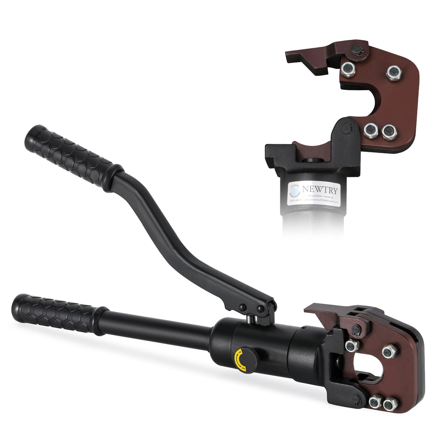 NEWTRY dia 32mm(1.26inch) Hydraulic Cable Rebar ACSR Cutter Heavy Duty 60KN Cutting Tool for Steel Wire Rope/Steel Strand/lron chain