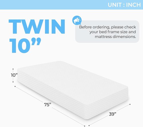 Neo Sleep 10-Inch Twin Cooling Gel Memory Foam Mattress - Medium Firm, Pressure Relief, CertiPUR-US Certified