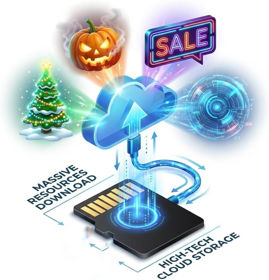 Rycixon 8GB 3D 1500+ 3D 10 Micro SD Card for Hologram Fan Projector, Universal Replacement TF Memory Kit with USB