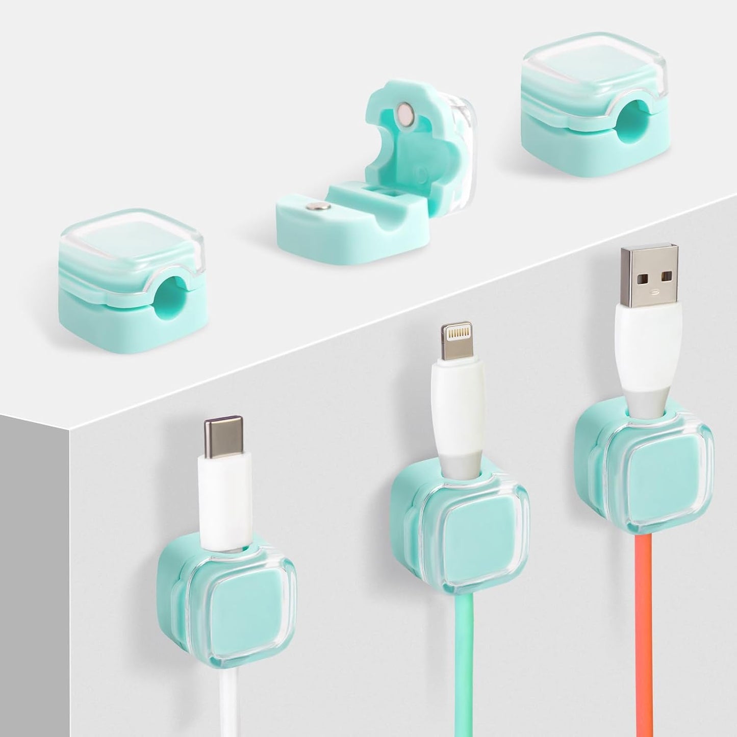 MAWFOZIN 6 Pack Magnetic Cable Clips Cord Organizer Holder, Adhesive Wire Holder Keeper Organizer USB Charging Cable