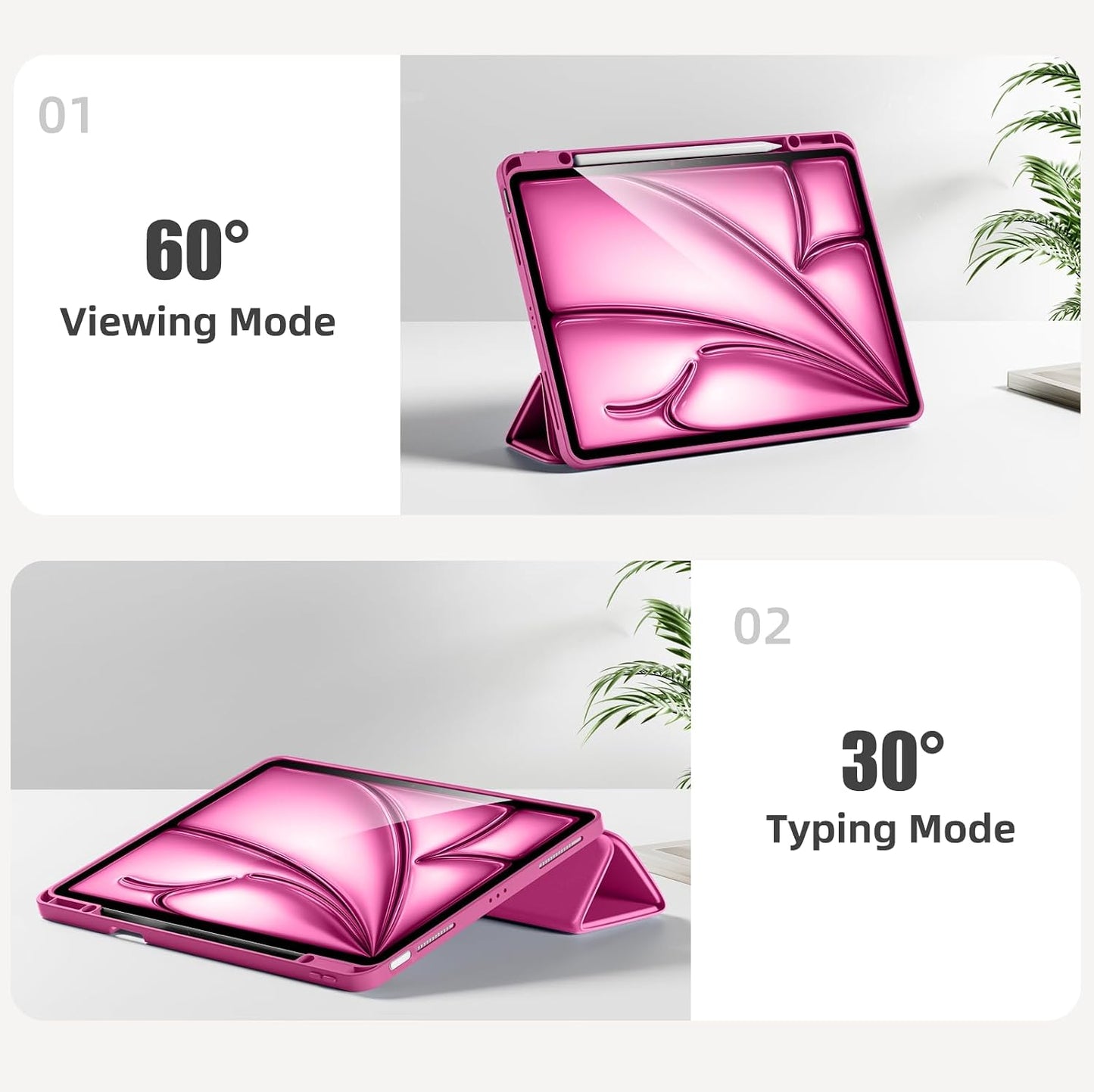 Akkerds 13 Inch (M4/M3/M2) 2026/2025/2024 13 Compatible for iPad Air Case with Pencil Holder, Trifold Stand Protective