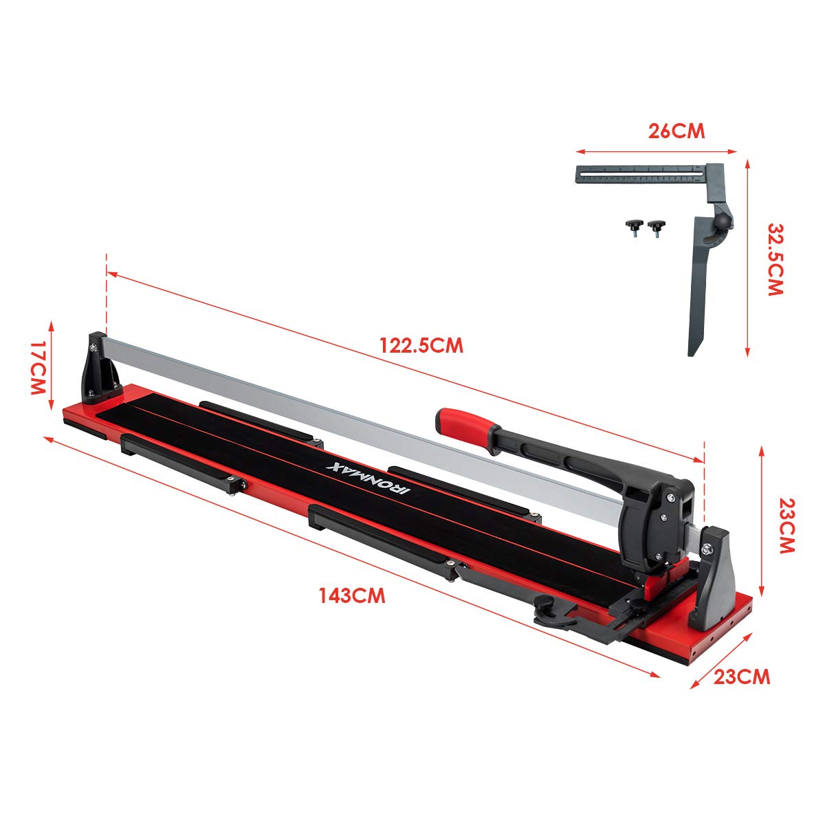 ERGOMASTER Manual Tile Cutter 48 Inch with Ergonomic Handle & Tungsten Carbide Cutting Wheels, Porcelain Ceramic Floor Tile Cutter with Anti-Skid Feet and Removable Scale （48 Inches）