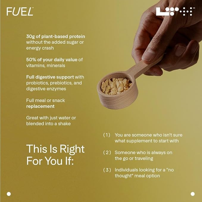 LTH Fuel Vegan & All-in-One - Trusted by Life Time Fitness Members - 30g Protein - Plant-Based Protein Meal Replacement - Vitamins, Minerals, Digestive Enzymes & Probiotics - Vanilla, 20 Servings