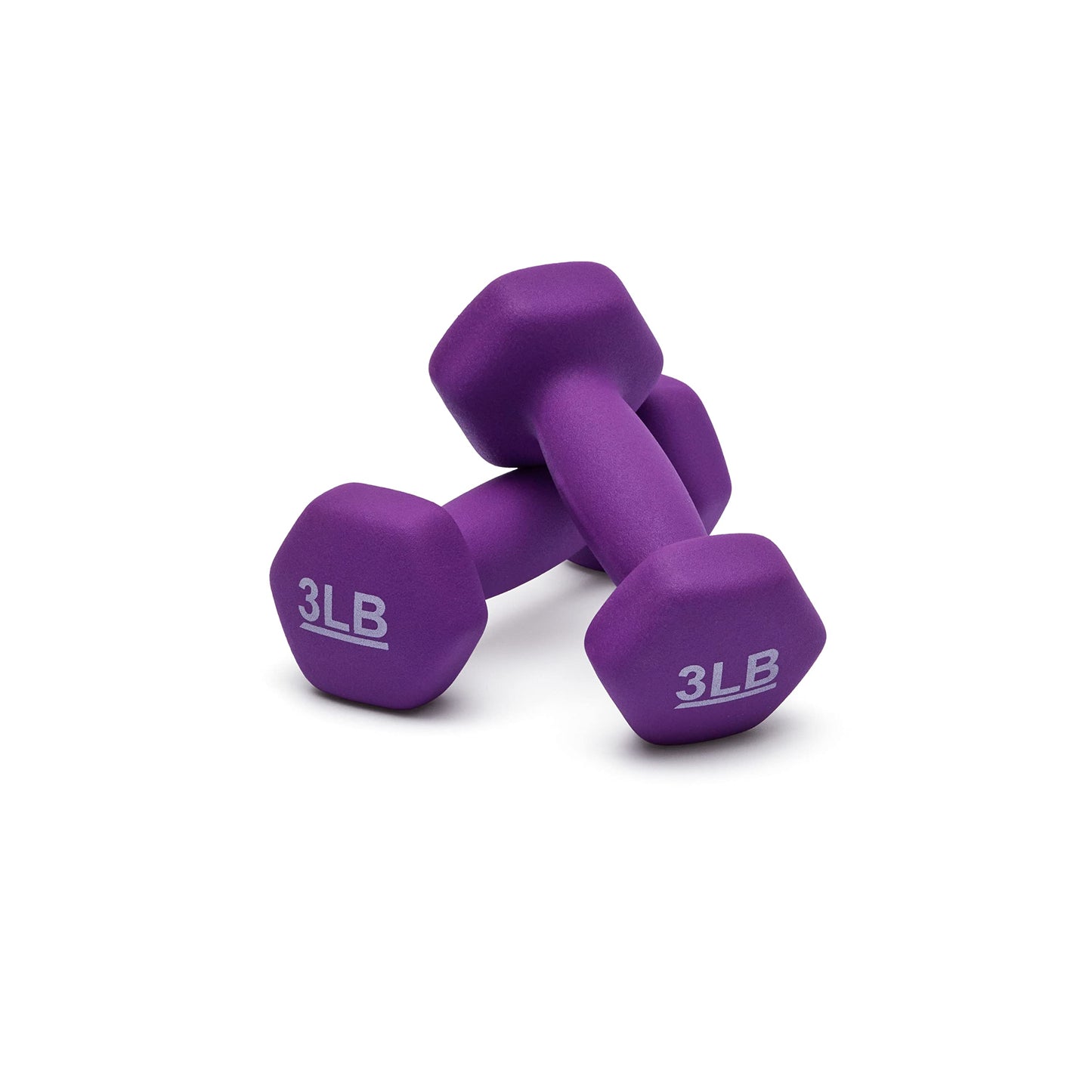 Amazon Basics Neoprene Dumbbell Hand Weights, Easy to Grip, 3 Pounds, Purple, Pair