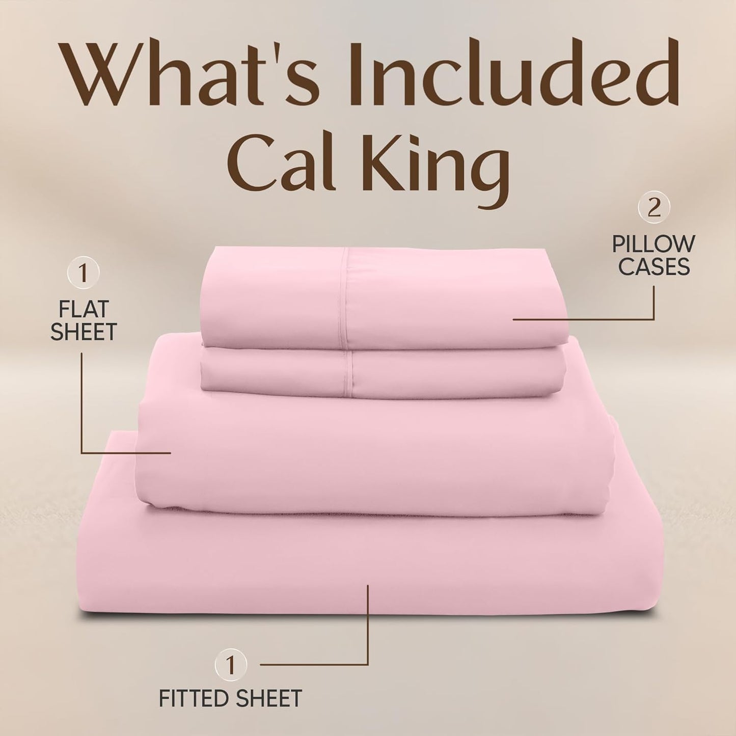 Utopia Bedding California King Sheet Set - Soft, Breathable Microfiber, 4-Piece in Crystal Pink