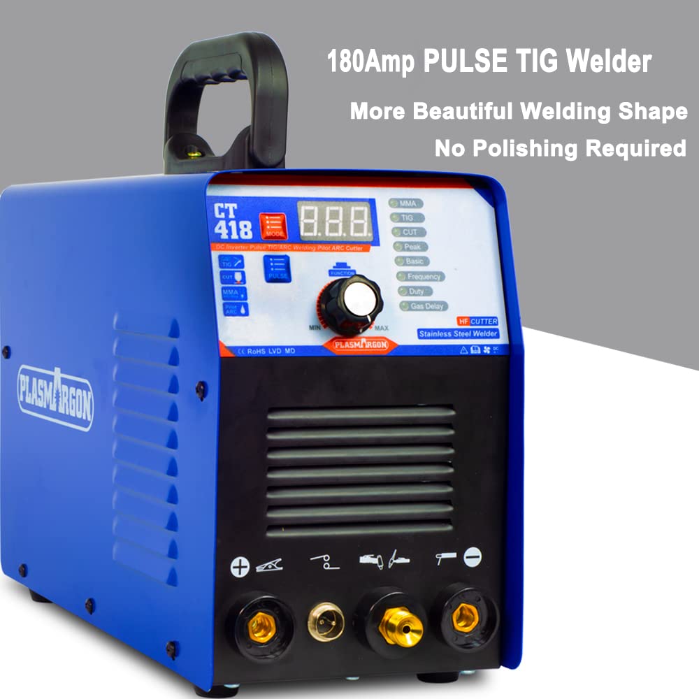 PLASMARGON CT418 3-IN-1 110V/220V Multifunctional Plasma Cutter Welder Combo Machine,40A Plasma Cutter/180A Lift TIG/180A Stick Welder,2/5" Clean Cut Digital Display IGBT Plasma Cutting Equipment