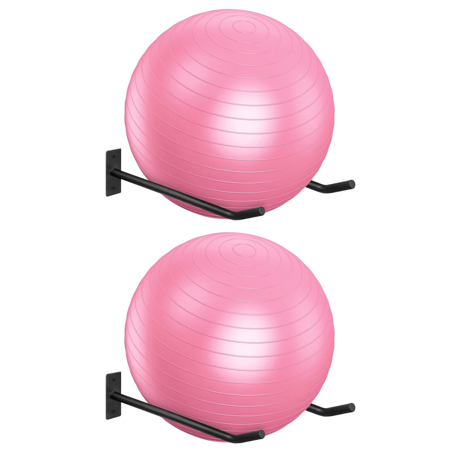HZSSLKM Metal Exercise Ball Holder Wall Mount(Set of 2),Black Yoga Ball Stand Holder,Stability Ball Holder for Yoga Balls in Home Gym or Studio