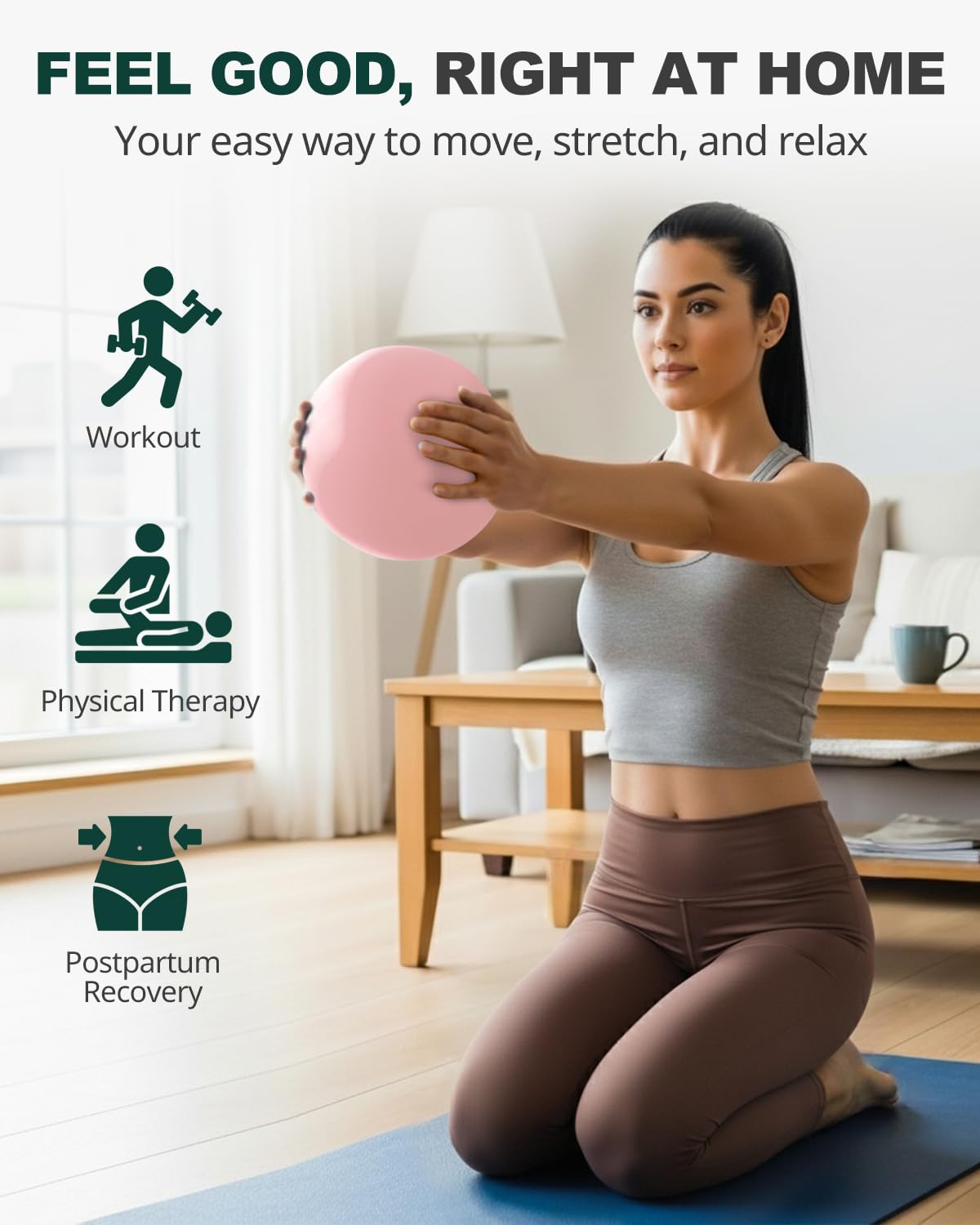Trideer 9-Inch Pilates Ball, Small Exercise Ball for Yoga, Core Training, Physical Therapy, Balance, Stability and Stretching Pilates Equipment with Inflation Straw