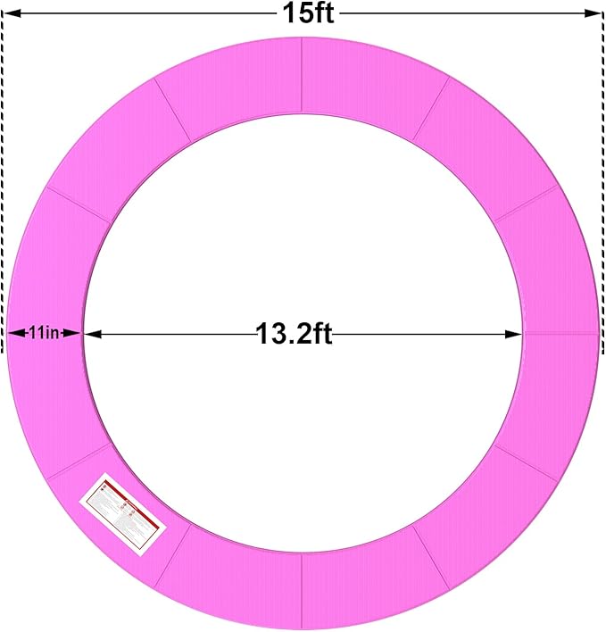 LANGXUN Universal Trampoline Repalcement Safety Pad, 8ft 10ft 12ft 14ft 15ft 16ft Waterproof Surround Spring Foam Cover for Round Frame