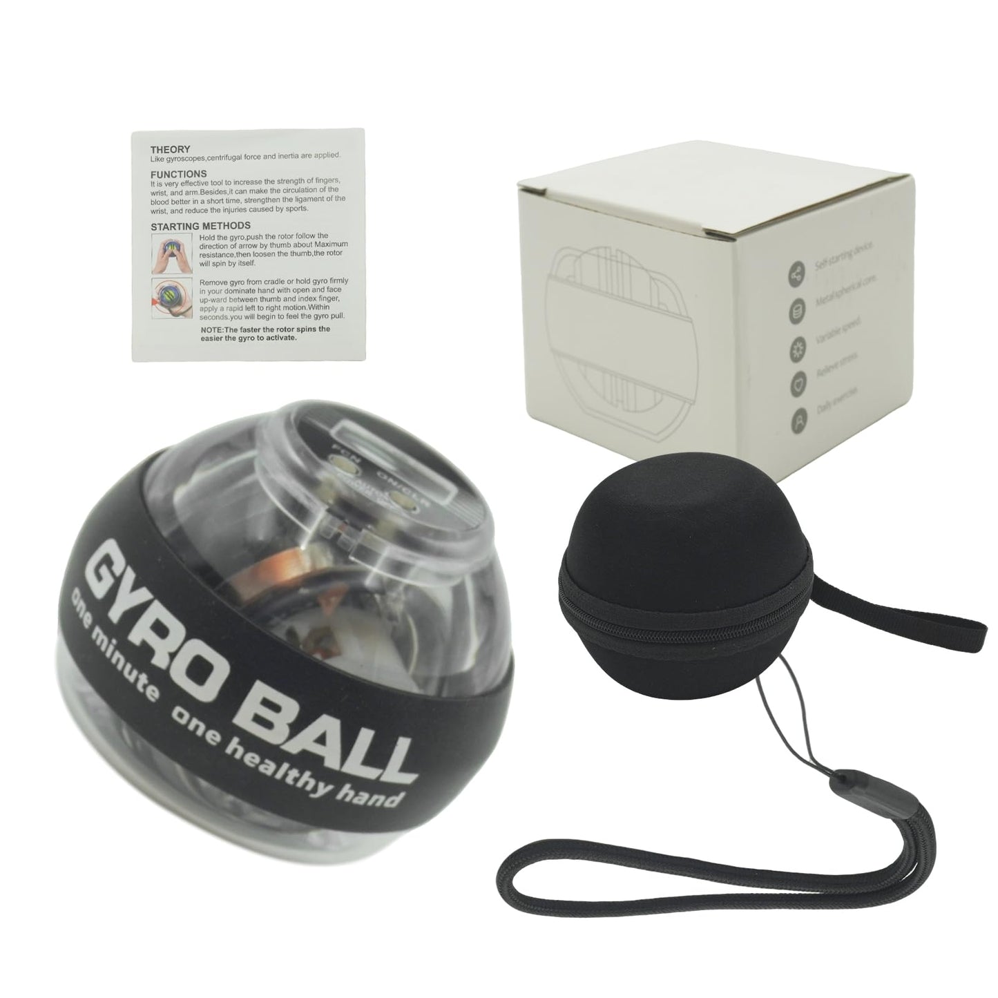 Gyro Ball Hand Exerciser & Power Ball Hand Exerciser Adjustable Resistance to Strengthen Fingers, Wrists, and Arms - Includes a Digital Counter for Stronger Wrist Bones and Muscle