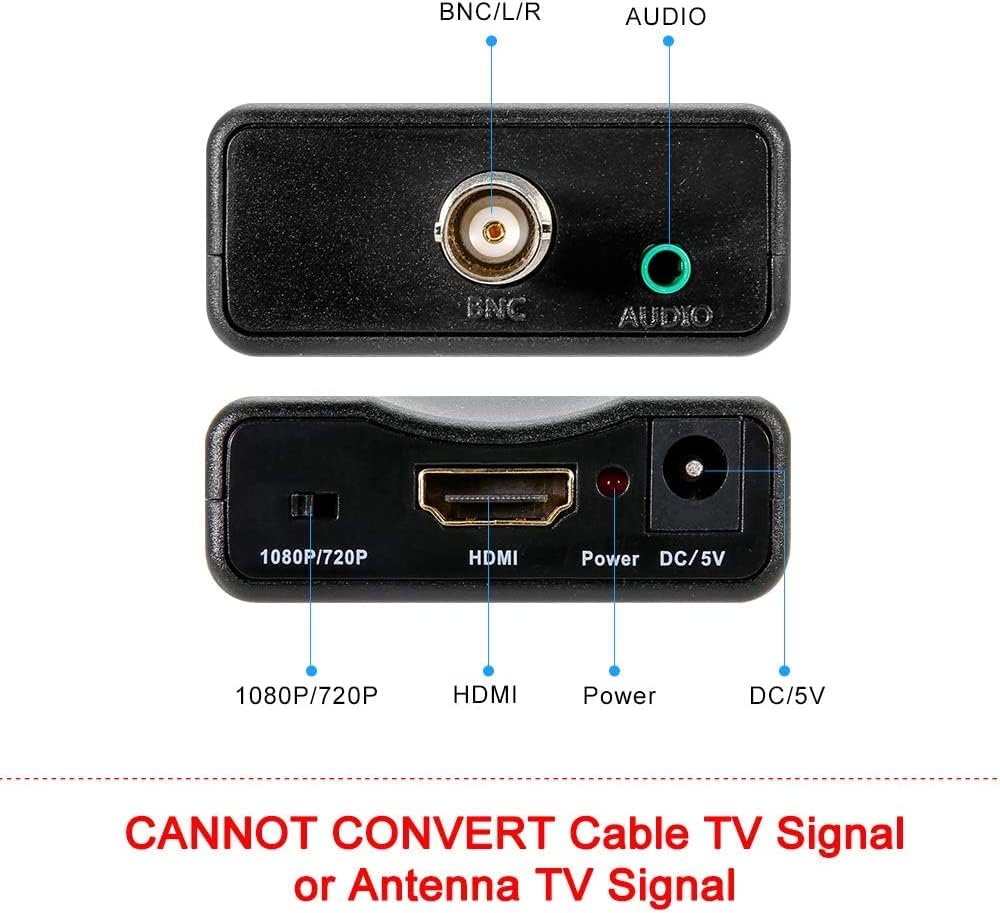 Tiiyee 1080P AC1420 BNC to HDMI Converter Adapter Female CVBS BNC HDMI Connector Coaxial Composite Transfer Analog