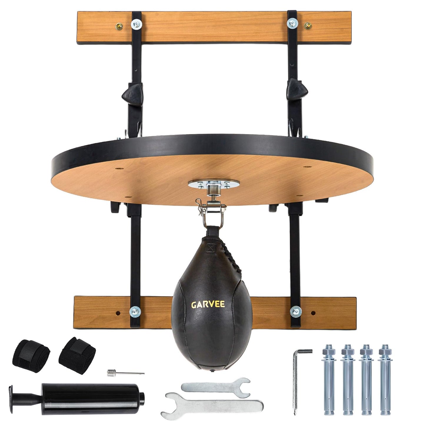 GarveeTech Speed Bag Platform for Boxing Punching Practice with 24 Inch Width Board,Height Adjustable Mount 360 Degree Swivel and Includes Speed Bag Air Pump