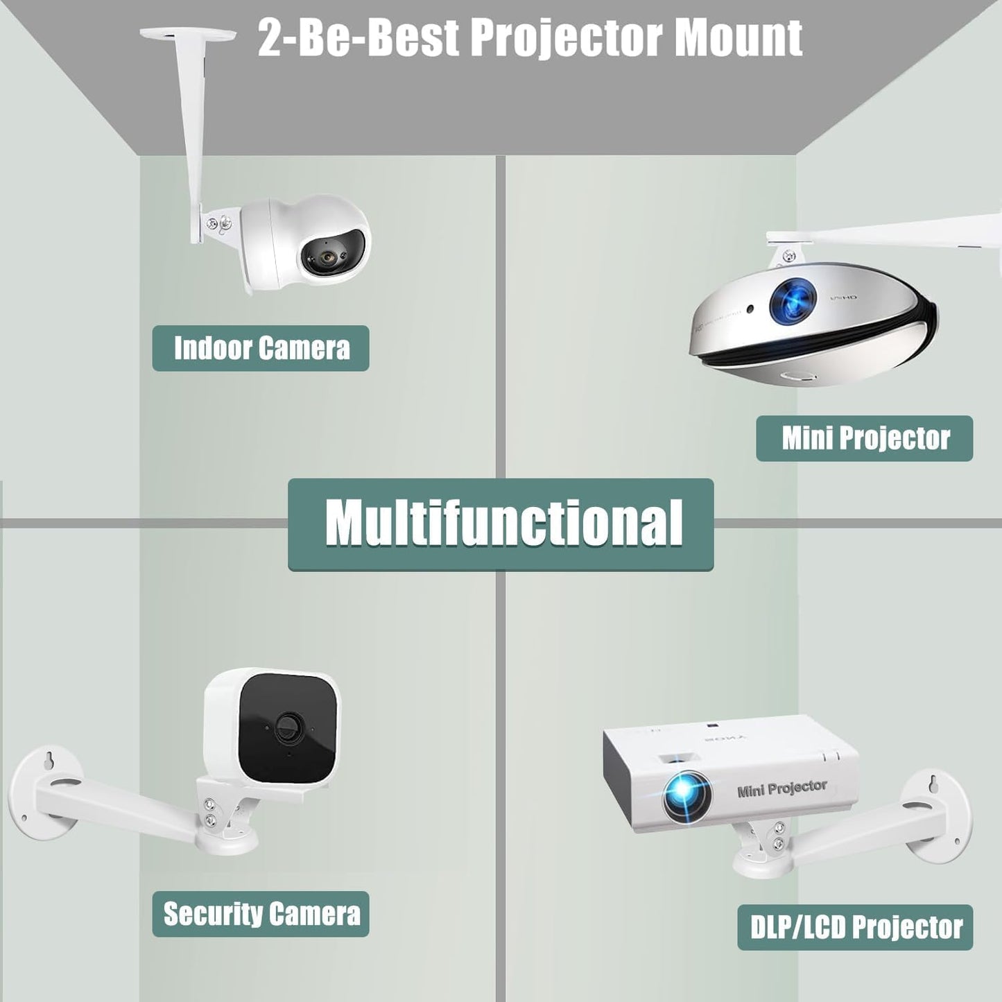 2-Be-Best 360 11 lbs 7.8 inch Mini Projector Wall Mount Adjustable Rotation Projecter Wall Mount Holder
