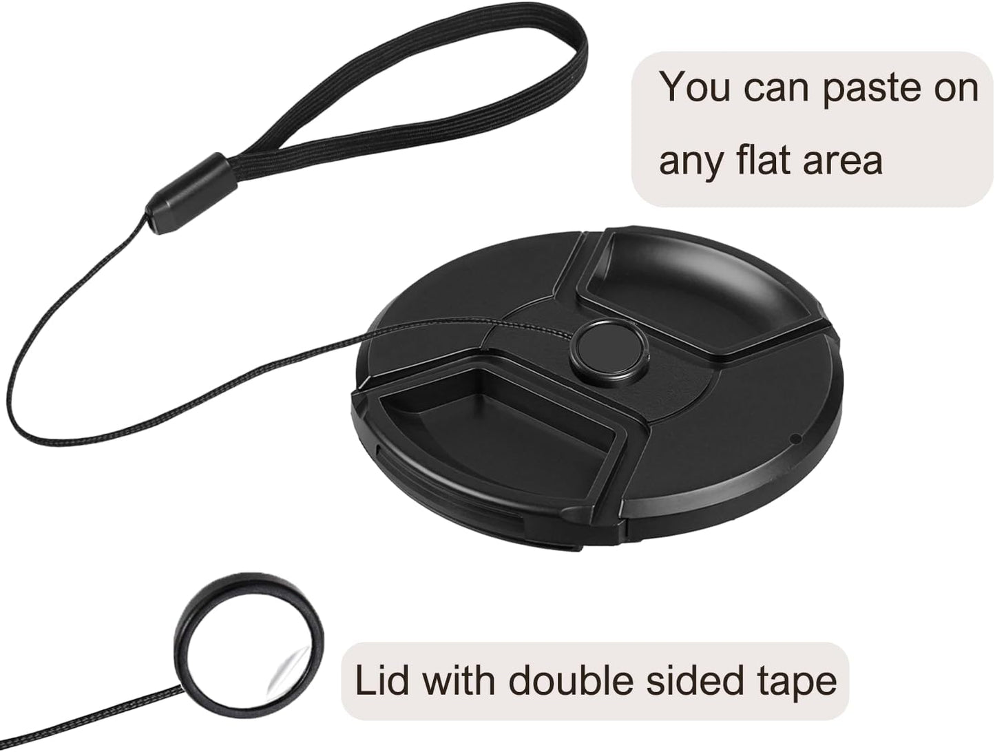 QQM 6 Pcs Lens Cap Keeper Cord, Camera Lens Cap Leash for DSLR & Mirrorless Lenses - Lens Cap Tether/Lens Holder