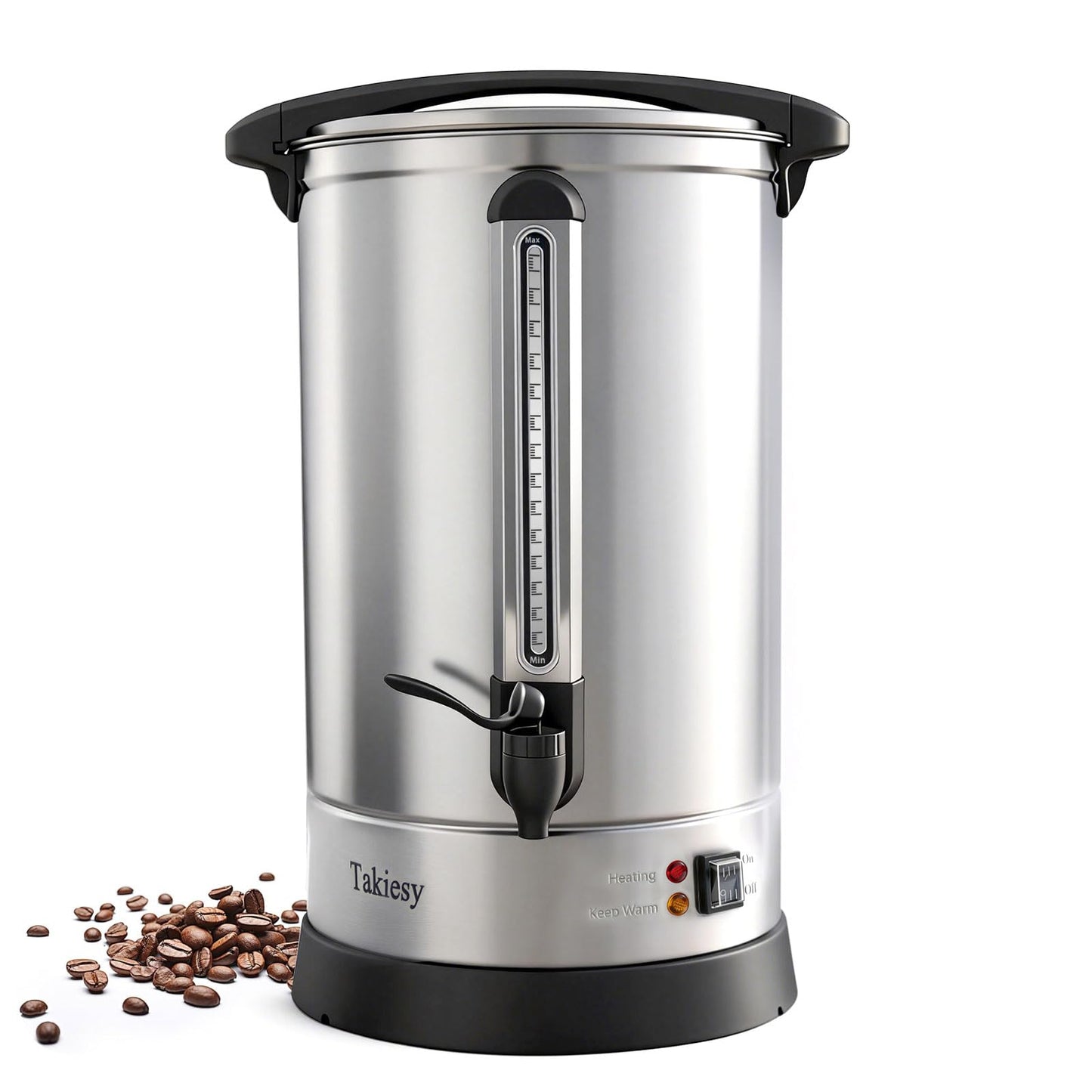 Takiesy Commerical Coffee Maker Urn 120 Cup Coffee Dispenser with Upgraded Percolator, Stainless Steel Fast Brew and Stay Hot Mode Beverage Dispenser Large Coffee Maker for Catering Party