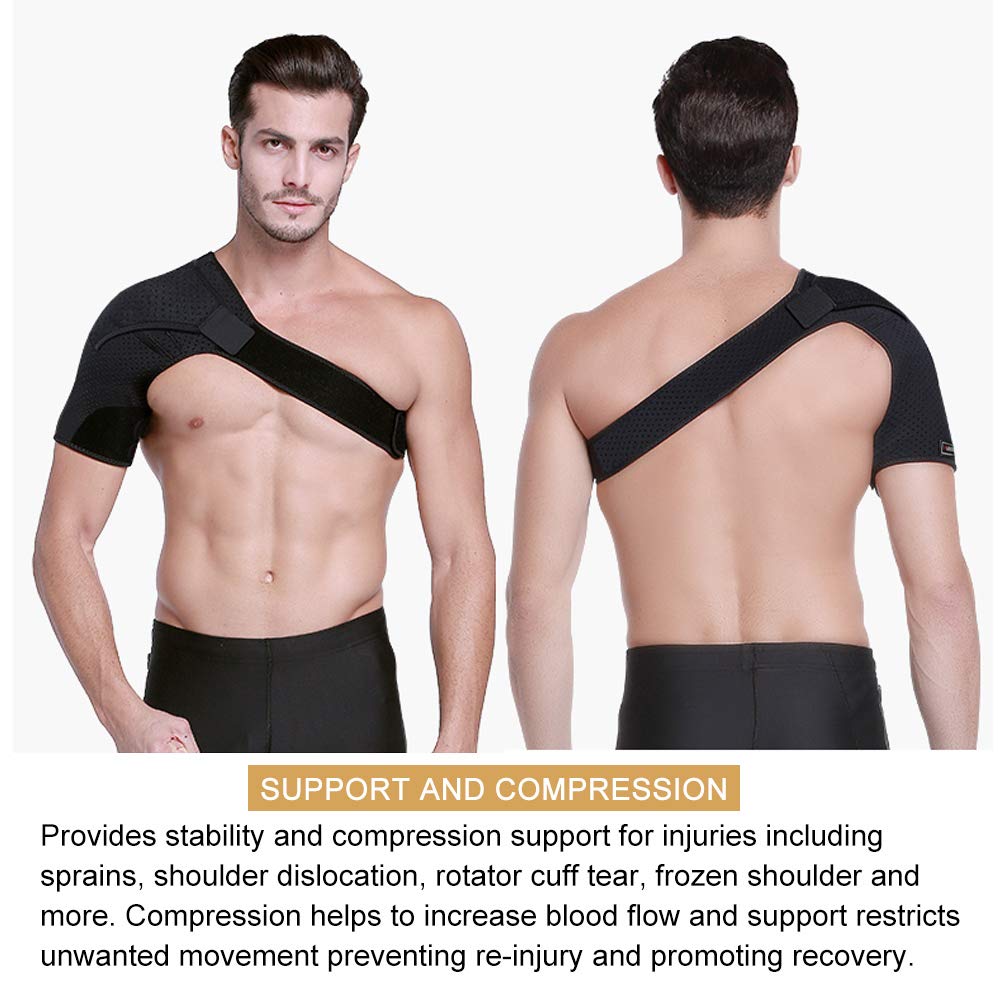 HUEGLO Right Shoulder Brace for Men,Torn Rotator Cuff Support Women Shoulder Stabilizer Brace for Shoulder Pain Relief,Dislocated AC Joint,arthritis