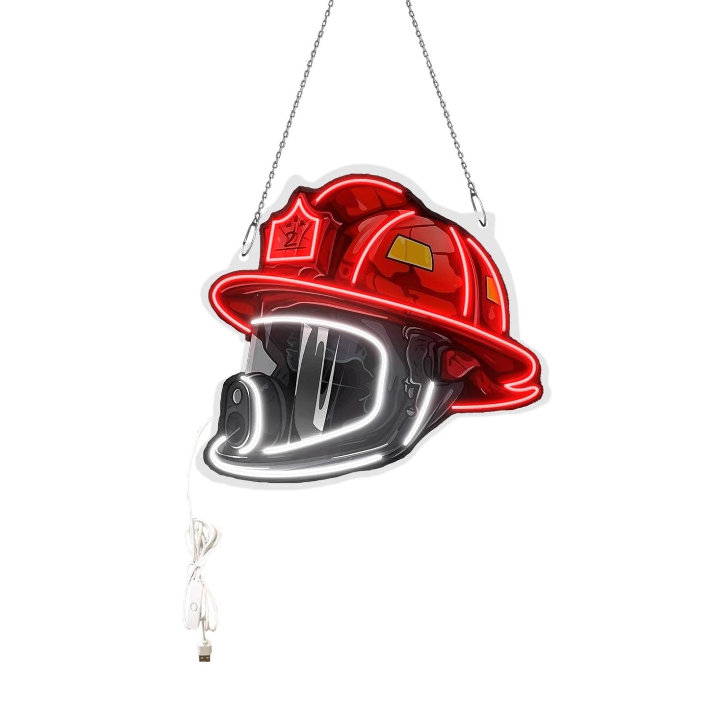 Firefighting Helmet Neon Sign,USB Powered Neon Light,Hero Decor Neon Light USB Powered LED Dimmable,for Hero Wall Decor Man Cave Firefighting Sign Wall Decor art, Firefighting Gift