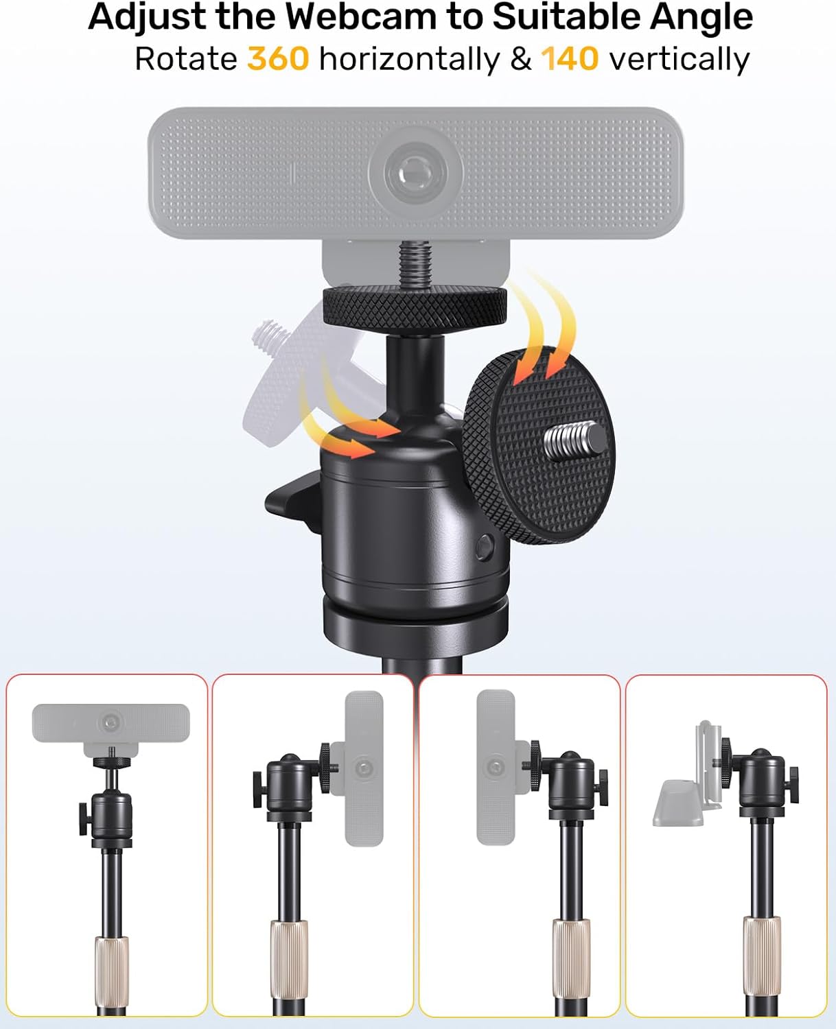 jidinung 360 C922 C930e C920S C920 C615 C960 N60 1/4" Webcam Tripod Stand for Desk Height Adjustable & Swivel Webcam