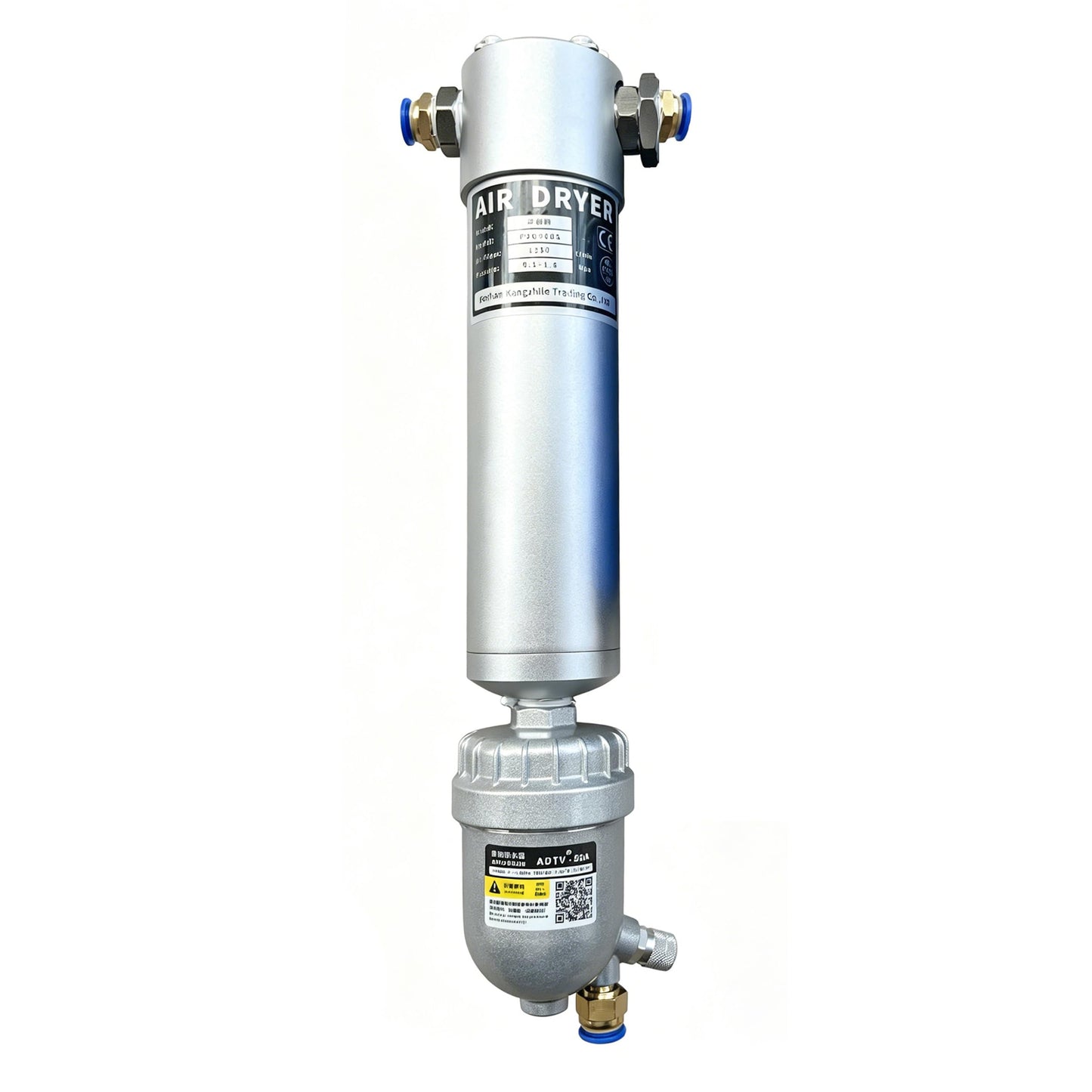 Industrial Compressed Air Dryer Filter Compatible with 1/4" 3/8" 1/2" NPT, 232 PSI, -10 to 70℃, Alloy Housing 0.01μm Upgradeable Port, Permanent Element No Replacement (Air Combination Filter S)