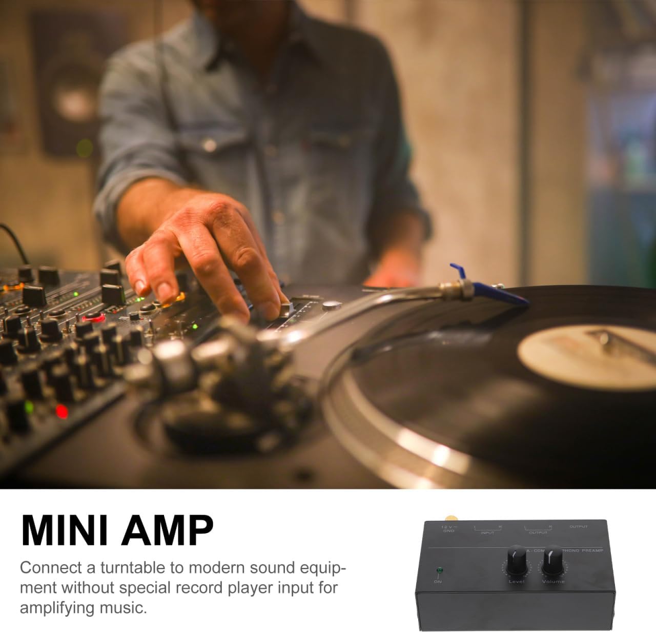 4.05X2.24X1.18In POPETPOP Turntable Preamp Electronic Audio Phonograph Preamplifier with Low Noise Stereo Amplifier