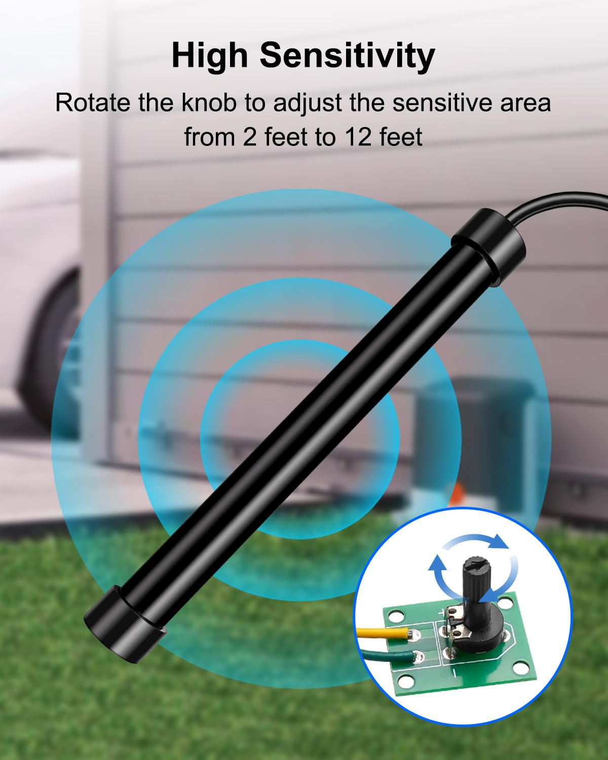 Vehicle Exit Sensor Kit Fit for Ghost Controls, Mighty Mule, Lift Master, Driveway Door Opening Systems, Driveway Gate Vehicle Exit Wand Sensor with 50 ft, 5 Wire Universally