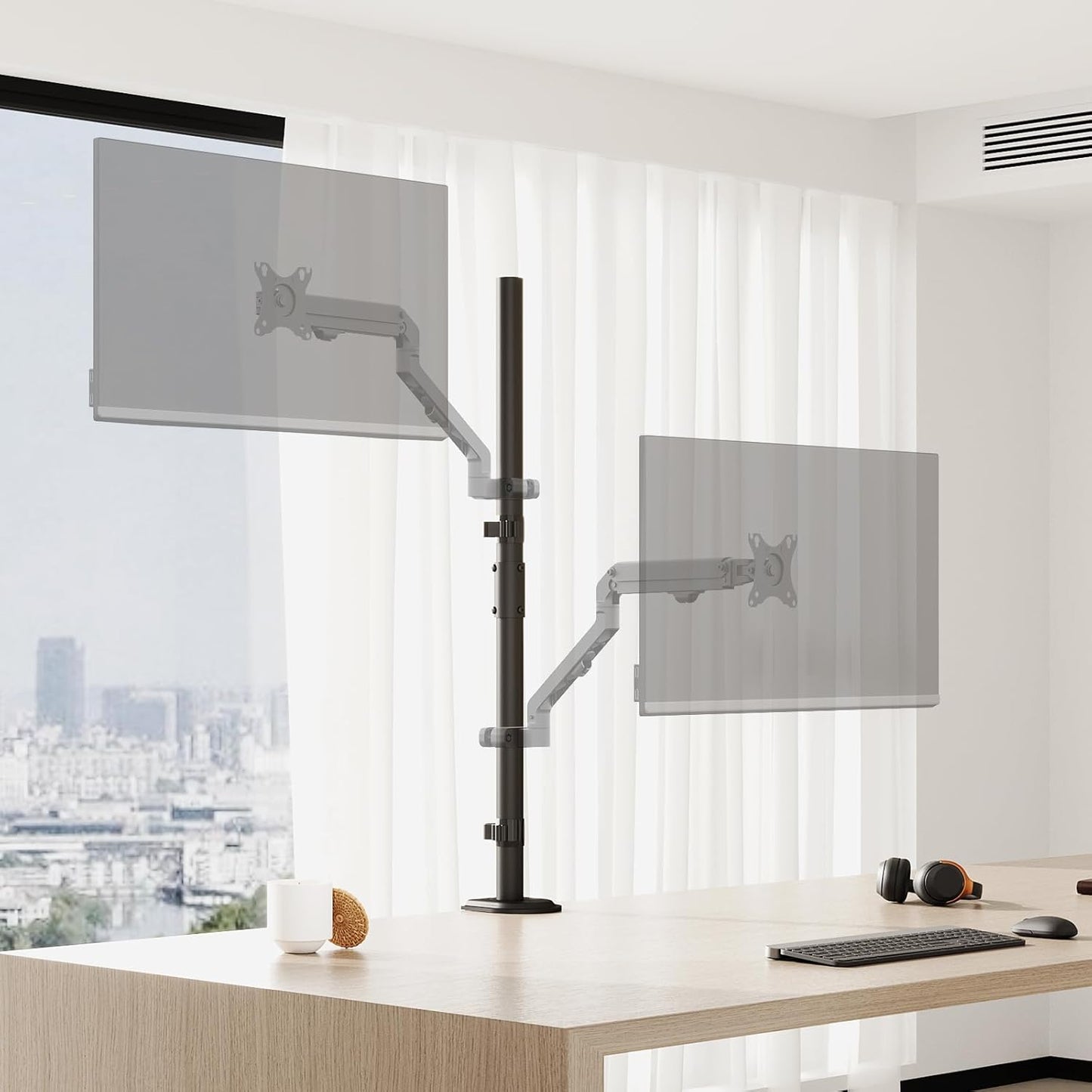 WORLDLIFT 2-Section 31.6 inches Grommet Steel Extra Tall Monitor Stand Pole - Sturdy Center Pole Only for Monitor Arm