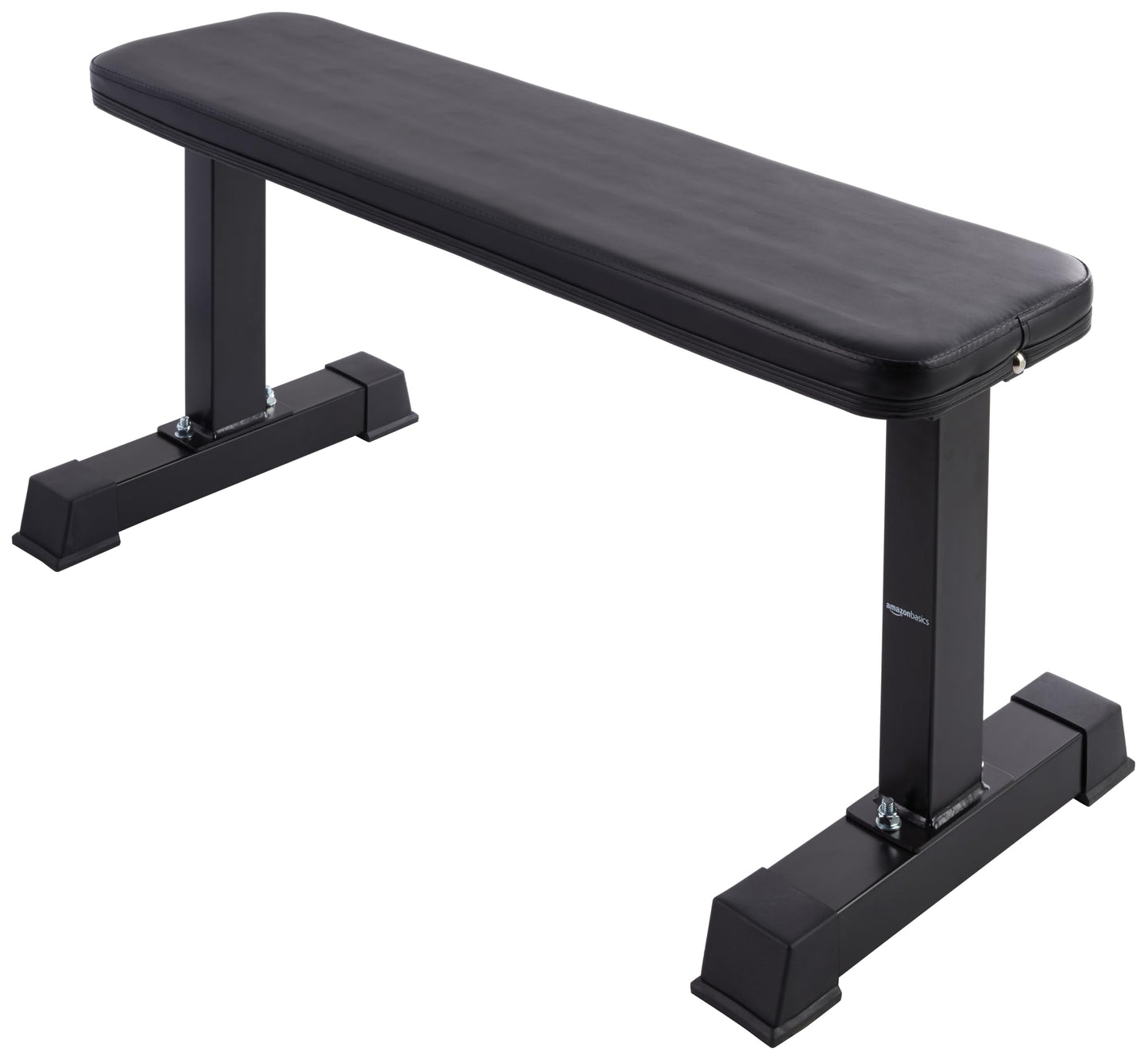 Amazon Basics Sturdy Flat Weight Bench for Home Gym, Strength Training, Stable Assembly, Black