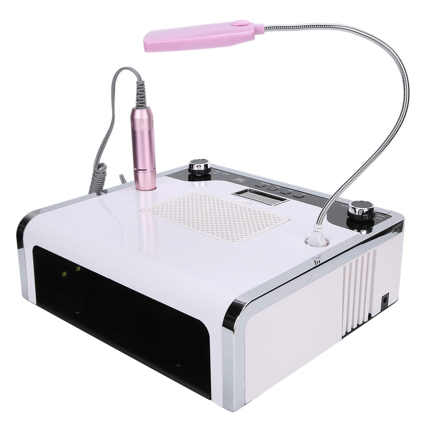 Nail Drill with Curing Lamp, Nail Dust Collector, LED Light, Grinding Machine - 108W 4-In-1 Nail Art Kit for Efficient Nail Polishing and Dust Removal (US Plug)