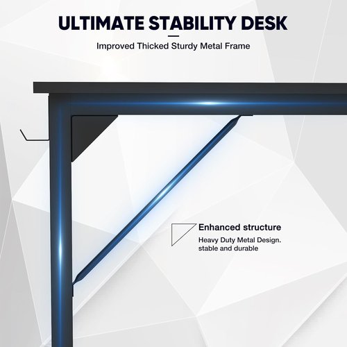 DUMOS 63-Inch Modern Office Computer Desk - Stylish Writing & Study Table for Home - Black