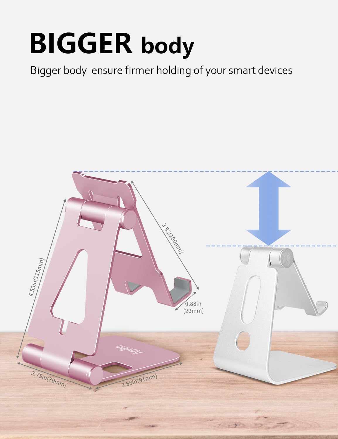 Aoviho iPhone17 16 15 14 13 12 11 8 7 6 5 5s Cell Phone Stand for Desk, Adjustable Desktop Phone Holder Stand, Foldable