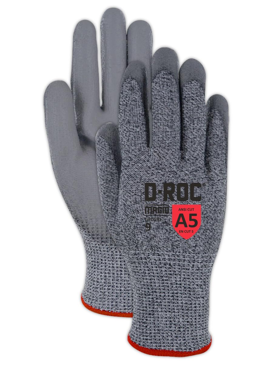 MAGID Griffin Gear ANSI A5 Polyurethane Palm Coated Work Gloves, 24 Pairs, Size 10/XL (GPD591)