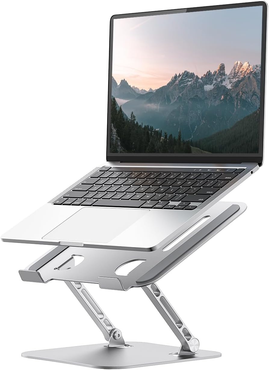 LINTYLE 10-17" Laptop Stand for Desk, Adjustable Metal Foldable Laptop Riser Holder, Aluminum Desktop Book Stands